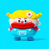 Cute and Funny 3″ Blue Silicone AirPods Case - Blonde Girl Design